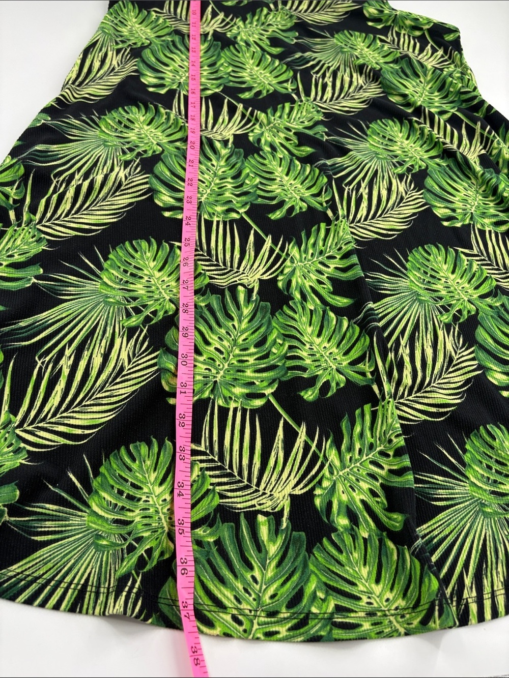 Lexington Avenue Women’s Tropical Palm Leaf Sleeveless Dress Black Green Size 1X - Picture 5 of 5
